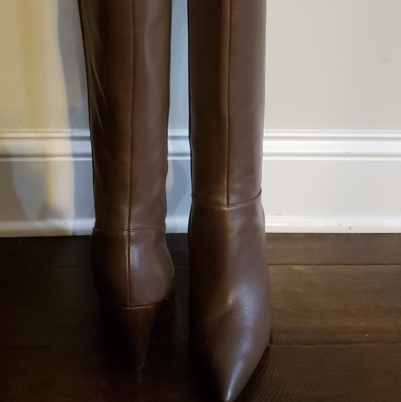 Leather Brown Wedge Boots - Picture 2 of 3